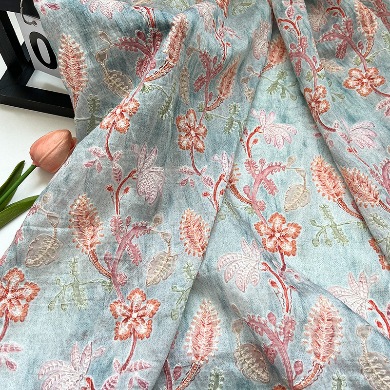 Home Textiles Wholesale - 1 Metr Vintage Kwiatowy Haftowany Brokat