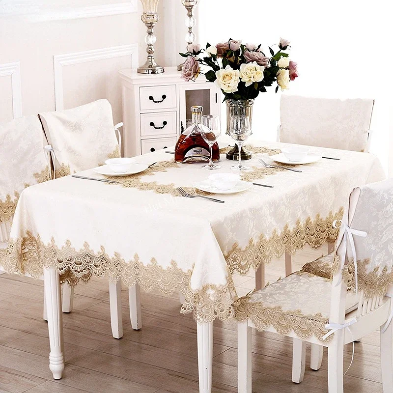 Home Textiles List - Obrus Okrągły Stół Kremowy Pokrowiec Na
