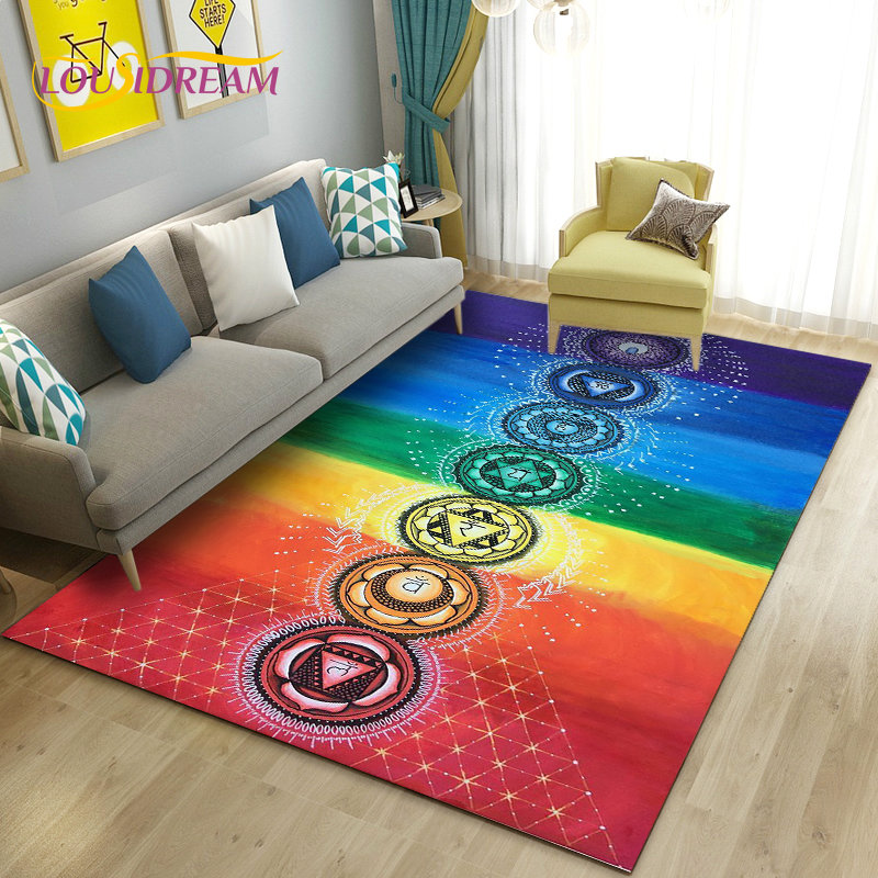 Home Textiles Rug - Tęcza 7 czakr Mandala Bohemia dywanik,