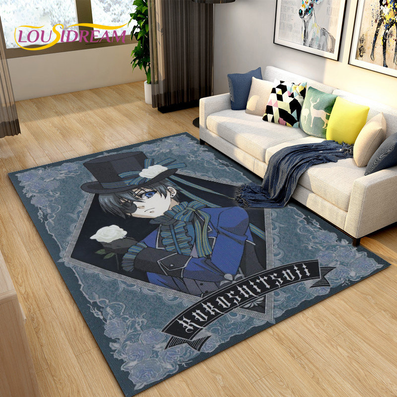 Home Textiles Rug - Czarny lokal Anime Cartoon dywan do
