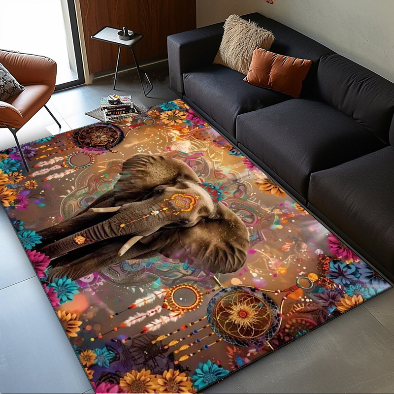 Home Textiles Rug - Dywan Mandala ze słoniem: Etniczny wzór