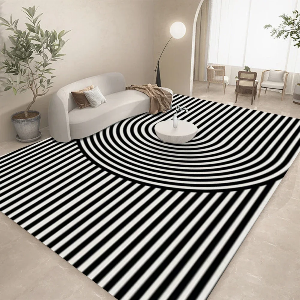 Home Lines Textiles - Dywan HD - Czarno-Biały Geometryczny Abstrakcyjny
