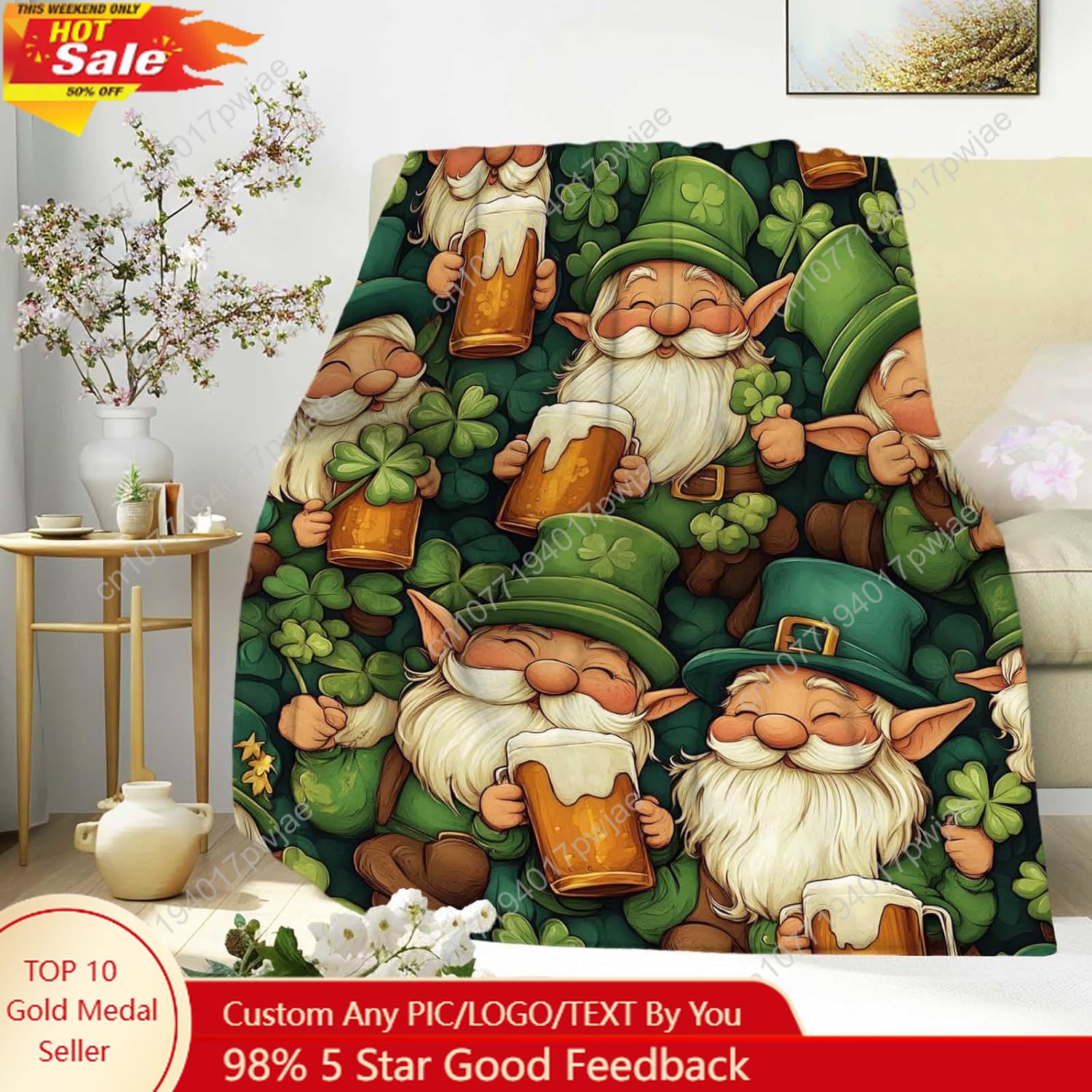 Home Textiles & Furnishings - Koc z motywem Świętego Patryka z