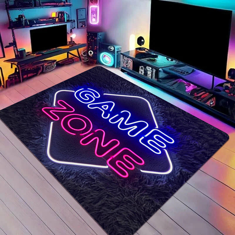 Home Textiles Rug - Dywanik z motywem neonowych gier, antypoślizgowy,