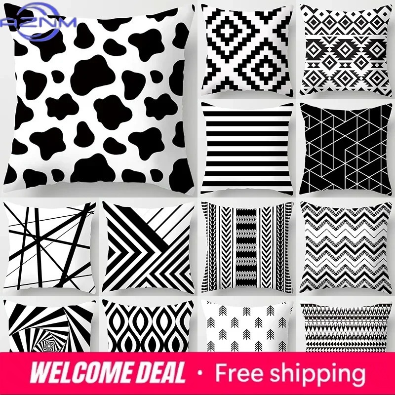 Home Lines Textiles - Czarna ozdobna poszewka na poduszkę do