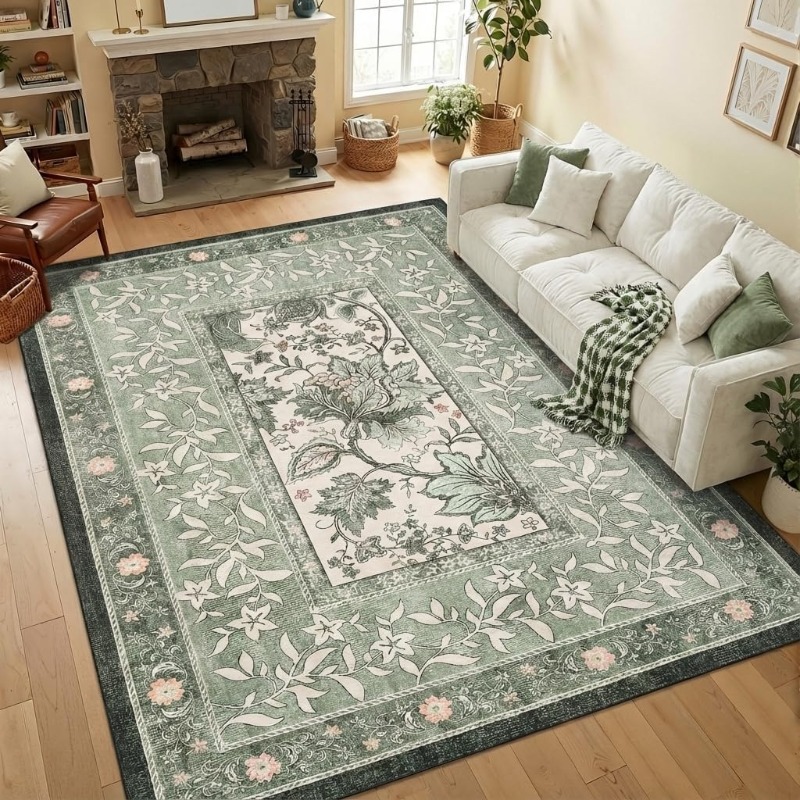 Home Lines Textiles - Dywan z retro motywem roślinnym do