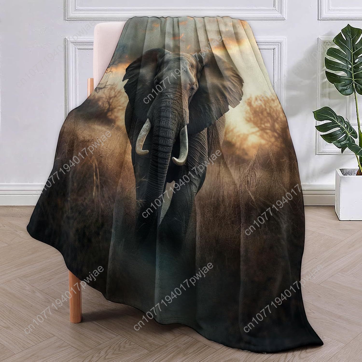 Koc z polaru z motywem słonia, – Home Textiles & Furnishings recenzja i cena