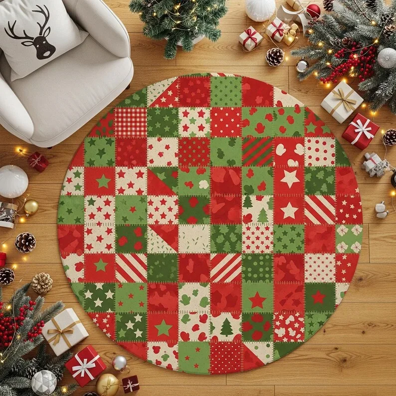 ~O~Świąteczny okrągły dywan –  – Home Textiles Rug recenzja i cena